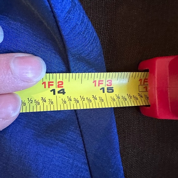 Xscape Royal Blue Draped Ruffle V Neck Cocktail Dress. Draped On One Side Sz 10P - Picture 14 of 14